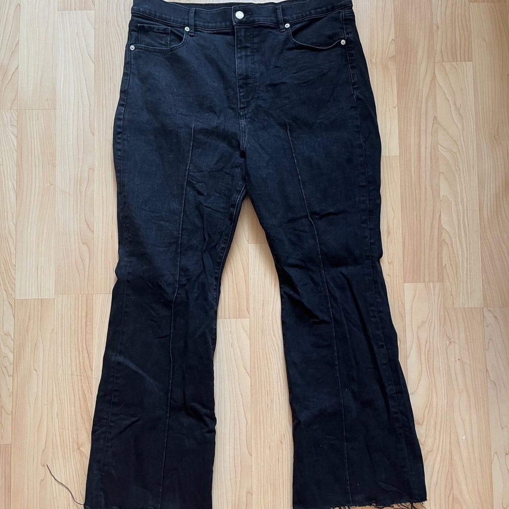 Loft Pintucked Fresh Cut High Rise Slim Flare Jeans